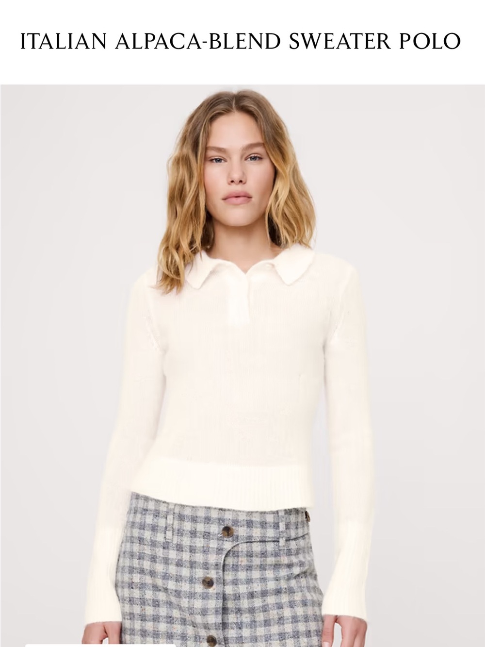 Banana Republic Italian alpaca blend sweater polo XS white cream